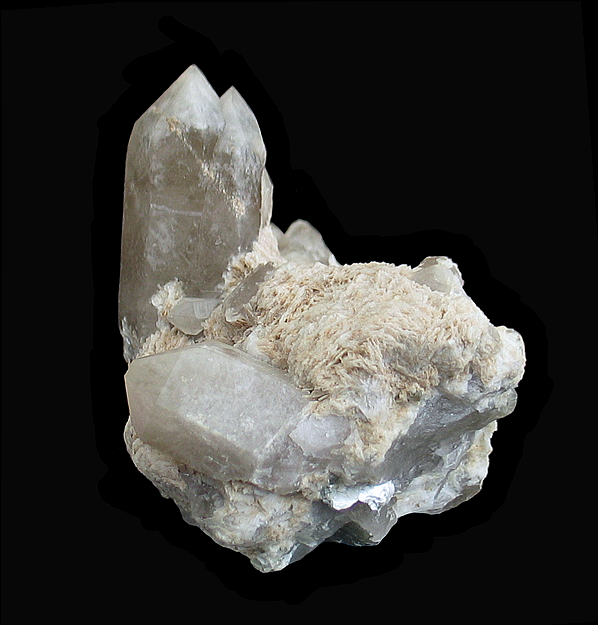 Quartz on Cleavelandite, Sempe Mine, Hiriart Mountain, Pala, Pala Mining District, San Diego County, CA